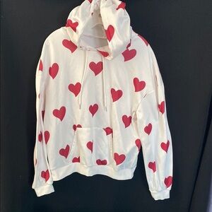 White Hoodie with Red Hearts